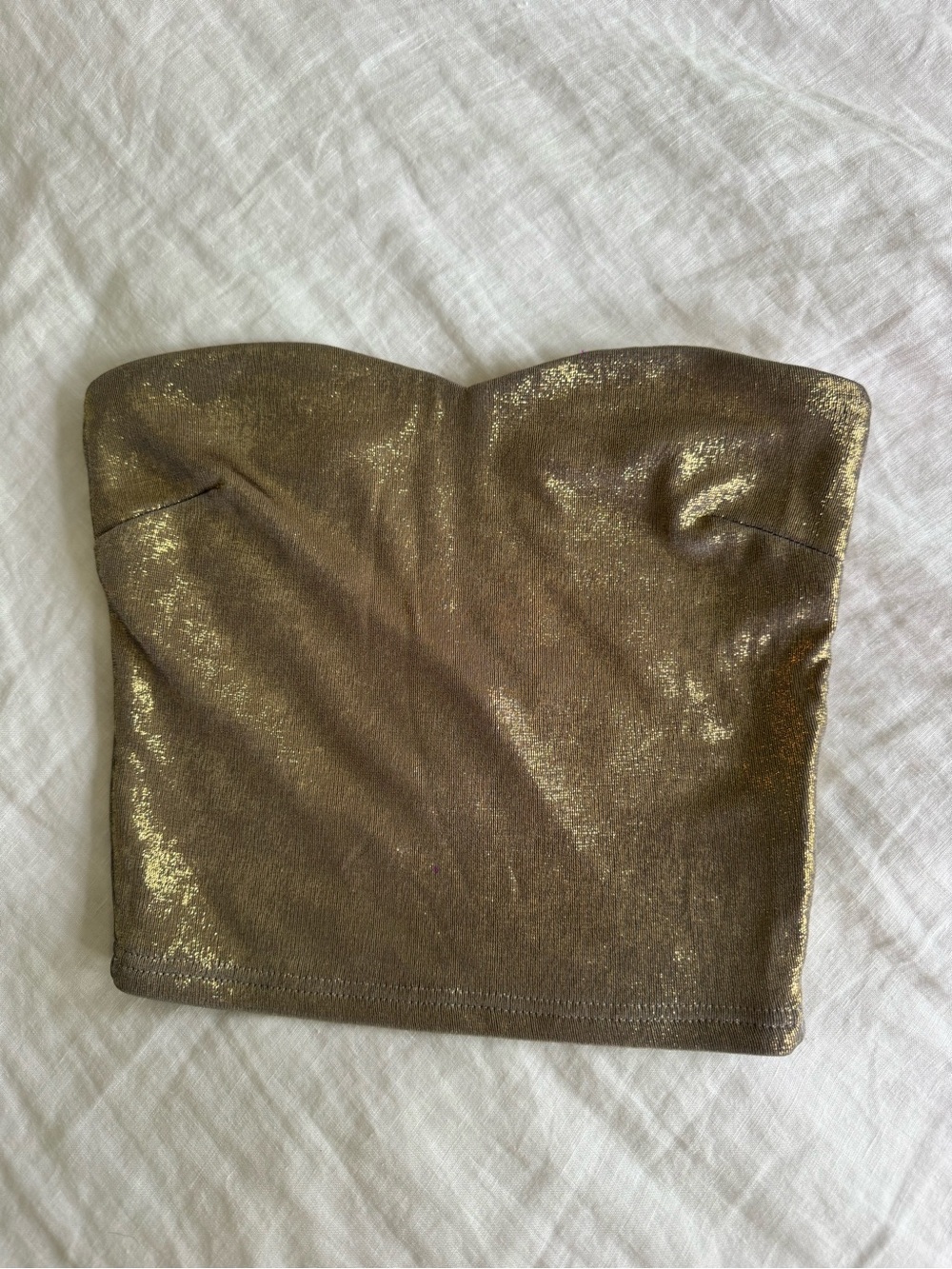Edikted Metallic Gold Strapless Crop Top